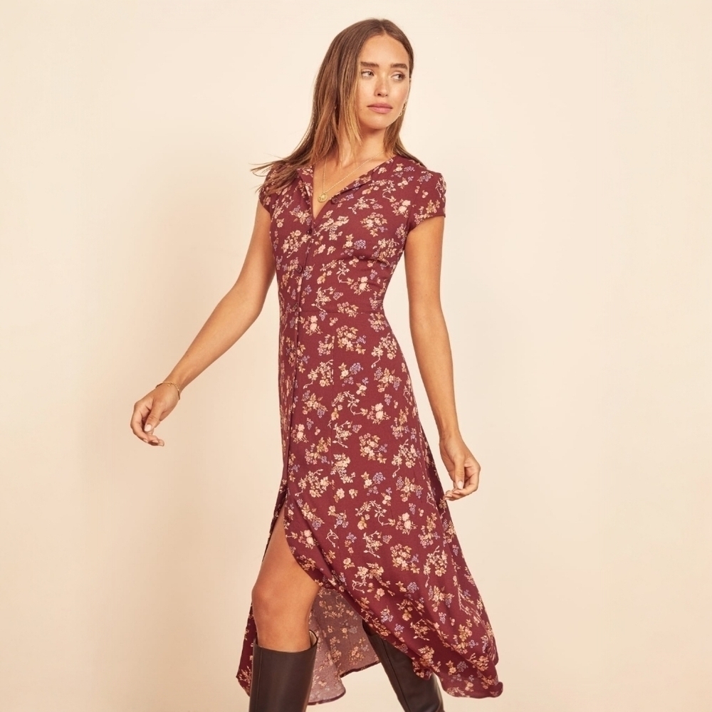 NWT REFORMATION Fauna Midi Dress in Chantelle - Effortless Chic | Floral | Sz 4